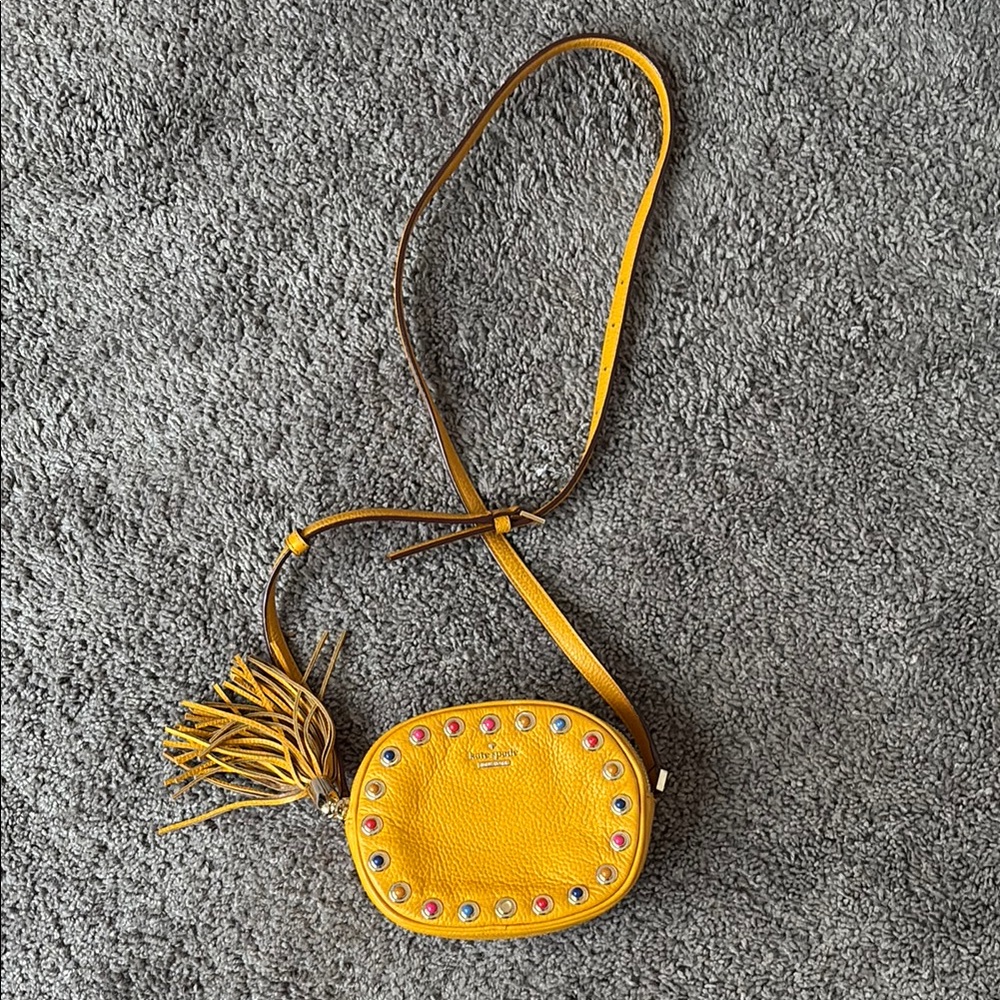Kate Spade New York Devoe Street Tinley Yellow Crossbody Bag with Tassel